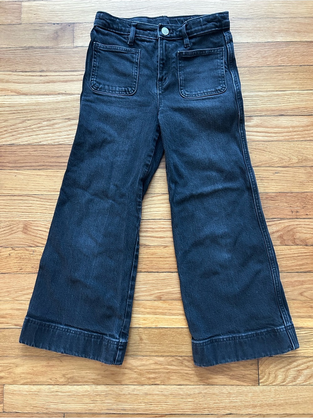 Crewcuts Black Wide-Leg Jeans with Front Patch Pockets - Size 8